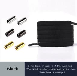 Flat No Tie Shoe laces Black White Shoelaces for Sneakers Elastic Laces without ties Kids Adult Quick lace for Shoes Rubber Band