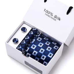 Brand 100% Silk Ties Gift box Office Men Classic Party Wedding striped 7.5cm Silk Wedding Floral Tie Necktie Handkerchief Set