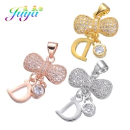 Juya DIY Jewelry Components Cz Paved Glitters Locket Heart Key Charm Pendant Accessories For Women Fashion Jewelry Making