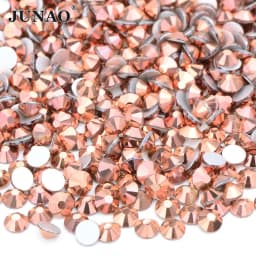 JUNAO 100 Gross Wholesale SS6 8 10 12 16 20 30 AB Glass Rhinestone Bulk Flatback Crystals Round Nail Strass Stone For DIY