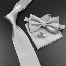 New Men's Tie Bowtie Set Luxury Business Worker Blue Black Solid Color Silk Polyester Jacquard Woven Necktie Suit Wedding Party