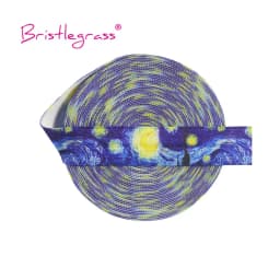 BRISTLEGRASS 2 Yard 5/8" 15mm Fox Dog Cat Rose Flower Floral Print FOE Fold Over Elastic Spandex Band Hair Tie Dress Sewing Trim