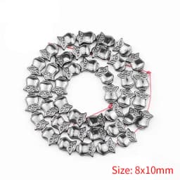 Black Natural Stone Loose Beads Rose Owl Fish Moon Hematite Spacer Bead for Jewelry Making DIY Bracelet Necklace Accessories 15"