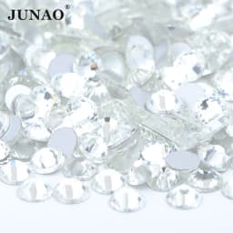 JUNAO 100 Gross Wholesale SS6 8 10 12 16 20 30 AB Glass Rhinestone Bulk Flatback Crystals Round Nail Strass Stone For DIY