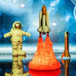 C2 Dropship 3D Print Galaxy LED Night Light Space Shuttle Rocket Lamp Saturn V Lamp For Space Lovers USB Charging Switch Control