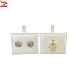 10 Pcs Earring Pendant White High Grade Brushed Leather Puff Card Jewelry Case Display Pads 5X4Cm 2" X 1 1/2"