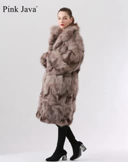 Ppink java QC19036 real fur coat women winter fashion jacket long coat real fox fur fur coat new available hot sale