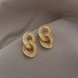Luxury Zircon Circle Clasp Gold Colour Pendant Earrings For Woman Fashion Korean Jewelry 2020 New Party Girl's Unusual Earrings