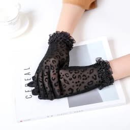 Summer Sexy Lace Black Leopard Sun Protection Sunscreen Touch Screen Drive Cycling Short Thin Gloves Jacquard Etiquette