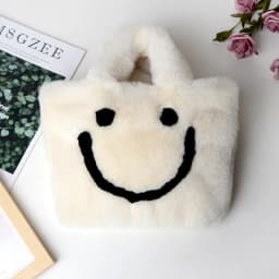 Cute Smiley Face Women Plush Shoulder Bag Soft Faux Fur Ladies Chain Messenger Bags Fashion Female Small Purse Handbags Bolsas가방
