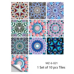 10/15/20cm Mandala Style Matte Surface Tile Sticker Peel & Stick Decoration Film For Tiles /Ground in Kitchen Wardrobe Wallpaper