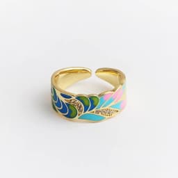 New Design Butterfly Flower Butterfly Enamel Adjustable Wide Band Rings For Women Vintage Open Ring Colorful Jewelry