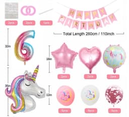 0-9 years old Birthday Decorations Unicorn Birthday Party Supplies Kit for Baby Shower Birthday Party unicorn theme party