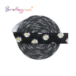 BRISTLEGRASS 2 5 10 Yard 5/8" 15mm Rainbow Rose Flower Floral Print Fold Over Elastic FOE Spandex Band Tape Hair Tie Sewing Trim