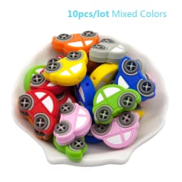 Cute-Idea 10pcs/lot Silicone Teether Beads BPA Free Cartoon Animals Chewable Teething Beads DIY Pacifier Chain Accessories Toys