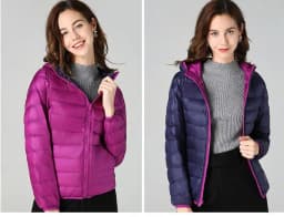 SEDUTMO Winter Double Sided Duck Down Coat Women Casual Short Hooded Puffer Jacket Autumn Thin Parkas ED1339