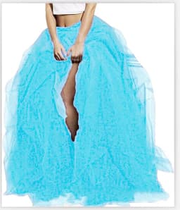 Women Tutu Long Skirt Front Split Layered Tulle Maxi Puffy Skirts Floor Length Wedding Night Out Party Club Clothes