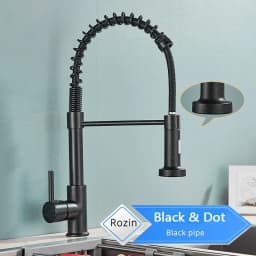 Rozin Matte Black Kitchen Faucet Deck Mounted Mixer Tap 360 Degree Rotation Stream Sprayer Nozzle Kitchen Sink Hot Cold Taps