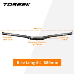 TOSEEK Carbon Handlebar MTB Handlebar Flat Or Rise Handlebar 31.8*580/600/620/640/660/680/700/720/740/760mm Matte Bike Parts