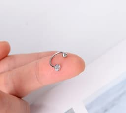 1pcs New Style Stainless Steel Ear Piercing Cz Stud Earrings Snake Moon Round Ball Arc Cartilage Helix Conch Screw Back Earring