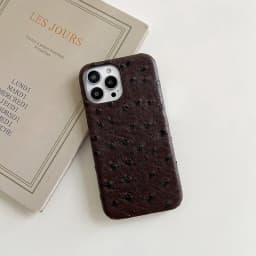 Luxury Ostrich Pattern Phone Case For iPhone Air 17 Pro 16 15 14 13 12 11 17Pro Max PU Leather Hard Shockproof Cover