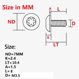 Customized CZ 75 Grips Screws for CZ 75 85 97 Stainless Steel SP-01 Shadow Screws with O Rings Torx Key CNC T8 Plum Screw