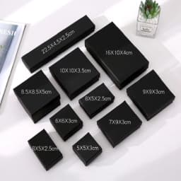 12pcs Cardboard Jewelry Set Box for Ring Necklace Rectangle Tan Black 5X5X3cm 7x9x3cm 9x9x3cm Travel Jewelry Organizer Case