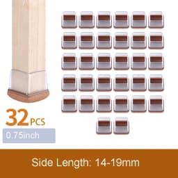 32PCS Table Chair Leg Floor Caps Cover Protectors Non Slip Square TPR Furniture Glides Feet Felt Pads Hardwood Floors Protector