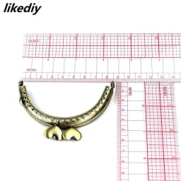1 Piece Antique Bronze Semicircle Metal Purse Frame Heart Kiss Clasp Handle For Bag Accessory