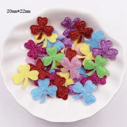 100pcs Glitter Bepowder Nonwoven Kawaii Various Shapes Felt Fabric Patchs DIY Cloth Appliques Bow Embellishments Wedding Craft