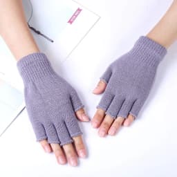 1Pair Unisex Black Half Finger Fingerless Gloves for Women and Men Wool Knit Wrist Cotton Gloves Winter Warm Work Gloves