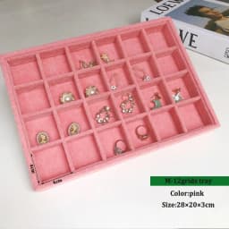 Pink Velvet B/M/S Necklace Earrings Storage Box Showcase Jewellery Stand Holder Ring Jewelry Display Organizer Case Tray Holder