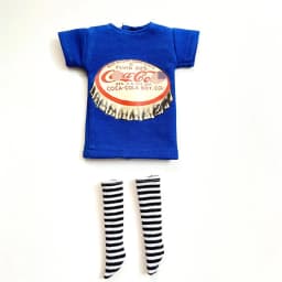 2pcs/Set of Blyth Clothes, Beautiful Print Short T-Shirt + Striped Socks, Can Be Used for 1/6 Doll Accessories