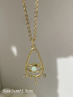 Daisy Natural Stone Hollow Eyes Pendant Water Drop Gold Color Chain Necklace for Women Stainless Steel Jewelry HangZhi 2022 New