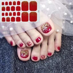 22Tips/Sheet Nail Sticker Adhesive Toenail Art Polish Tips French Glitter Sequins Nail Wraps Strips Easy Toenail Sticker