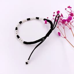 La Monada 14-22 Silver Bead Black Thread For Hand 999 Sterling Silver Bracelet Thread String Rope Bracelets For Women Silver 925
