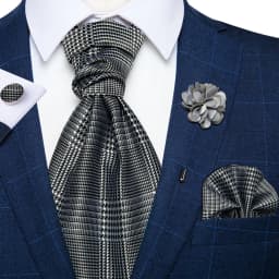 Classic Wedding Ascot Tie For Men Yellow Gold Red Paisley Floral Scarf Neck Tie Brooch Pin Set Cravat Ascot Tie For Banquet