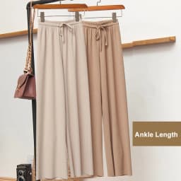 Slacks Women's Loose Summer Pants Soft Ice Silk Ankle-Length Black Wide Leg Pants Grey Khaki Women High Waisted Trousers