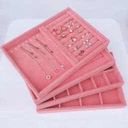 Pink Velvet B/M/S Necklace Earrings Storage Box Showcase Jewellery Stand Holder Ring Jewelry Display Organizer Case Tray Holder