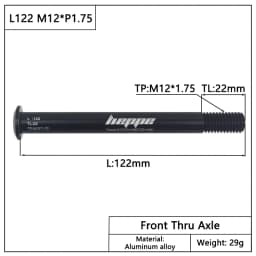 HEPPE MTB Road Bike Thru Axle Rear Hub Thru Axle Front Fork Shaft Skewers 12x100 12x110 12x142 12x148 M12xP1.0/P1.5/P1.75