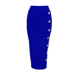 Spring New Women Bandage Skirts Elegant High Waist Midi Calf Gold Buttons Pencil Skirt High Street Office Lady Formal Clothing