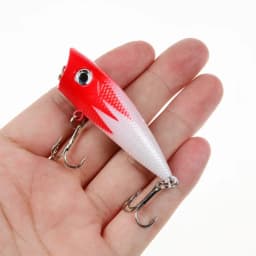 1pc Popper Fishing Lure 6cm/6.5g Hard Bait Artificial Topwater Bass Trout Pike Wobbler Fishing Tackle with 2 Treble Hooks