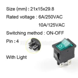5Pcs KCD1 4Pin 6Pin 6A 250VAC 10A 125VAC 21X15mm Snap Rocker Switch ON OFF ON Interruptor Reed Interupteur Schakelaar