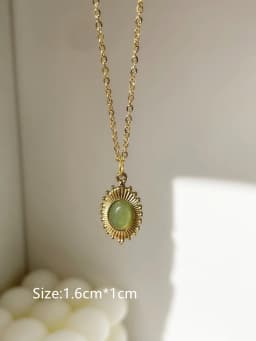 Daisy Natural Stone Hollow Eyes Pendant Water Drop Gold Color Chain Necklace for Women Stainless Steel Jewelry HangZhi 2022 New