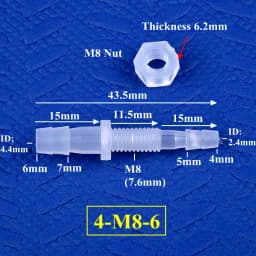 5~200Pcs M6~M10 Thread Hex Nut To 3~8mm PP Pagoda Direct Connectors Aquarium Tank Air Pump Adapter Irrigation System Hose Joints