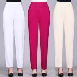 Women's Trousers Spring Summer Stretch Waist Cotton Pants Middle And Old Lady Solid Casual Pants 5XL W1841