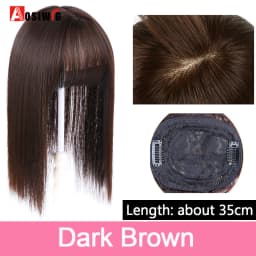 Long Straight Topper Hair Piece With Bangs Invisible Seamless Clip Overhead Toupee Invisible Replacement block Cover White Hair