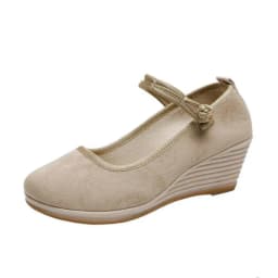 Chinese Style Button Strap Wedge Pumps for Women Retro Cotton Summer Shoes Ladies Dress Espadrilles Vintage Female Sandals