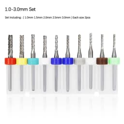 VACK 10Pcs/lot Endmill 0.5-3.175mm Corn Carbide Tungsten PCB Milling Cutter Set PCB Machine Router Bit Engraving End Mill Tools