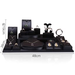 Jewelry Retail Store Black PU Ring Earring Stand Holder Bust Bangle Organzier Set Jewelry Pendant Necklace Chain Chokers Display